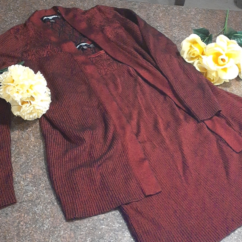 Karl Lagerfeld Sweater Set,Burgundy/Wine,Tank and Long Sleeve Sweater,Size S